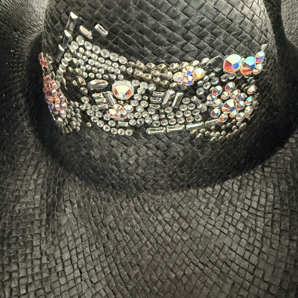 Black Rhinestone Embellished Cowboy Hat